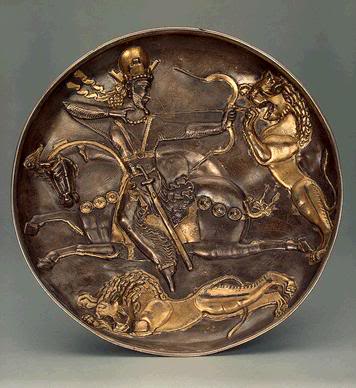 Блюдо «Шапур II на охоте». Иран. IV век.